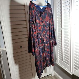 Ava & Viv Floral Midi Dress - Red and Blue